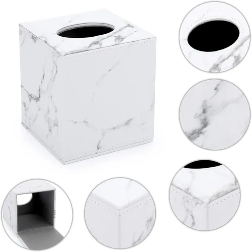 Vista 4 de Sumnacon Funda Cuadrada de Cuero para Caja de Pañuelos - Elegante Soporte de Caja de Pañuelos Tipo Cubo con Base Magnética, Caja de Pañuelos
