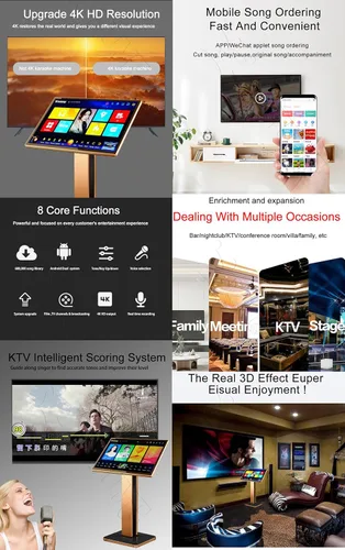 Vista 4 de TSRPLUSM56 Mandarín cantonés Taiwanés Canciones inglesas 6TB HDD 150K 22 "Pantalla táctil Reproductor de karaoke Micrófono inalámbrico Entrada Echo