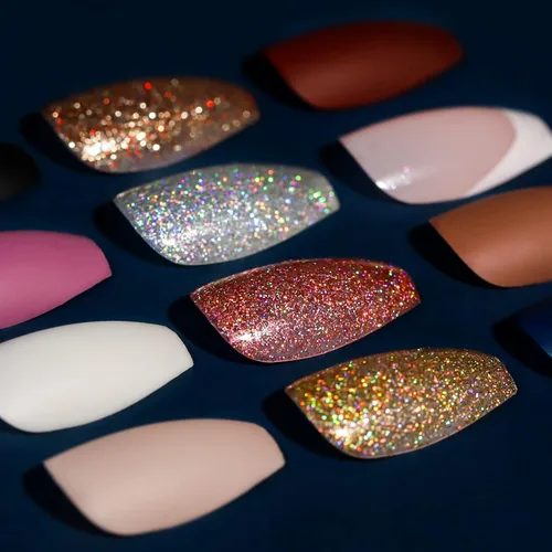 Vista 15 de Teenitor Uñas cortas a presión, kit de manicura de uñas francesas de 312 piezas, uñas postizas con diseño, uñas de punta francesa extra cortas