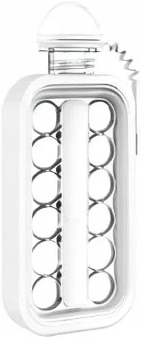 Vista 6 de Uncork & Uncap Bandeja para cubitos de hielo y botella de agua 2 en 1 Ball Maker (blanco)