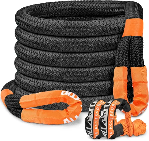 Vista 9 de Kit de recuperación cinética de ALL-TOP con 2 grilletes suaves, 21772 kg, 2.54 cm x 6.1 m, resistencia pesada con +30% de elasticidad, límite
