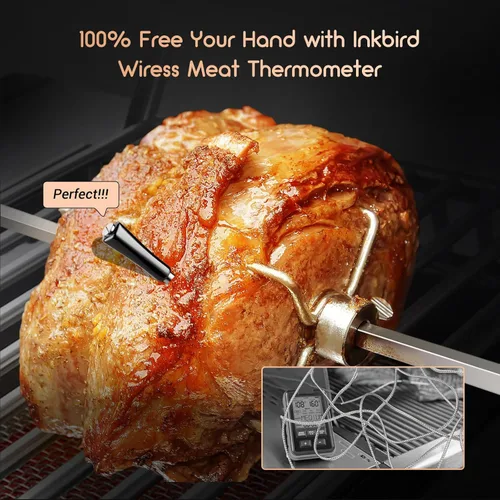Vista 6 de INKBIRD Termómetro de carne inalámbrico, termómetro inteligente para carne Bluetooth, IP67 impermeable con caja recargable para parrilla al aire