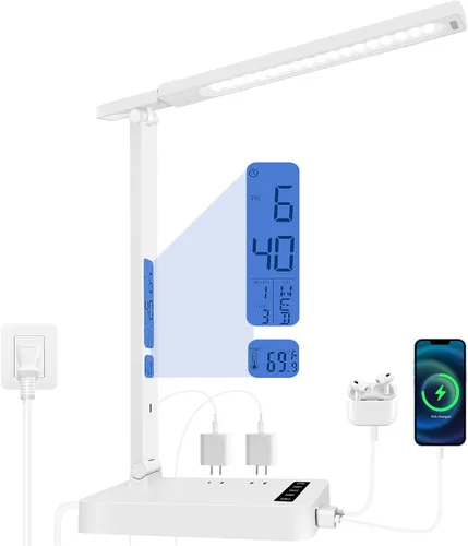 Vista 8 de karidi Lámpara de Escritorio LED Regulable Lámpara de Mesa con Puerto de Carga USB, 5 Modos de Iluminación, Control Sensible, Luz de Escritorio