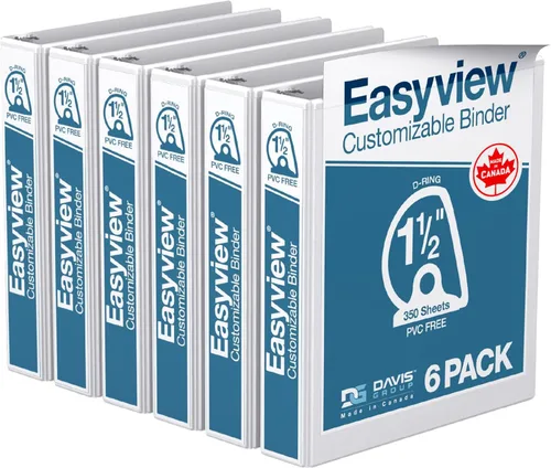 Vista 11 de Easyview - Carpetas prémium de 3 anillas con cubiertas transparentes y anillos en D, carpetas para escuela u oficina, 1 pulgada, paquete de 6
