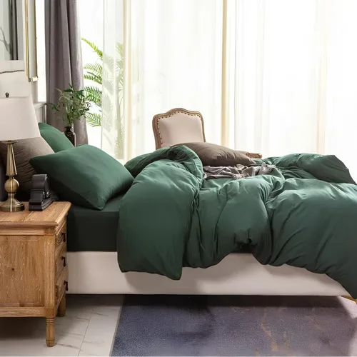 Vista 3 de INDACORIFY Cotton Duvet Cover in Forest Green Boho Bedding 100% Cotton Washed Duvet Cover Queen Size Bedding Cover Custom Size Comorter Cover Set