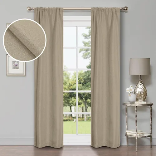Vista 7 de Superior Cortinas semiopacas, diseño clásico de lino, 26 x 84 pulgadas, cabecera con bolsillo para barra, cortinas de bloqueo solar y oscurecimiento