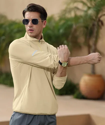 Vista 2 de WIGUREN Men's Quarter Zip Pullover Tops Lightweight Waterproof Mock Neck Jackets Casual Golf Running Sweatshirts Reflective