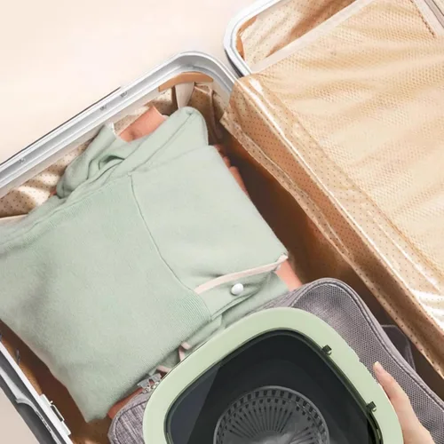 Vista 7 de Lavadora portátil, mini lavadora plegable con secadora, pequeña lavadora plegable, lavadora de viaje, adecuada para apartamento, dormitorio, Azul