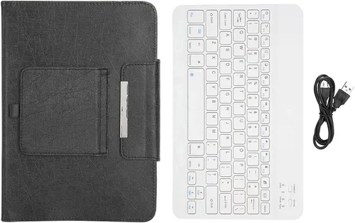 Vista 8 de Teclado Bluetooth portátil y funda delgada cubierta con teclado desmontable, soporte, soporte integrado sostiene de forma segura para 9.7 pulgadas a