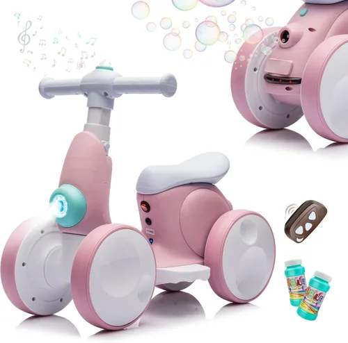 Vista 10 de JoyRydz Bicicleta de Equilibrio Eléctrica de 6V para Bebés con Máquina de Burbujas, Bicicleta de Equilibrio para Niños de 4 en 1 con Control Remoto