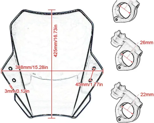 Vista 2 de SaditY Compatible con Royal Enfield Bullet/Meteor/Classic 350 500 Interceptor 650 Himalayan 411 400 cubiertas de deflector de parabrisas