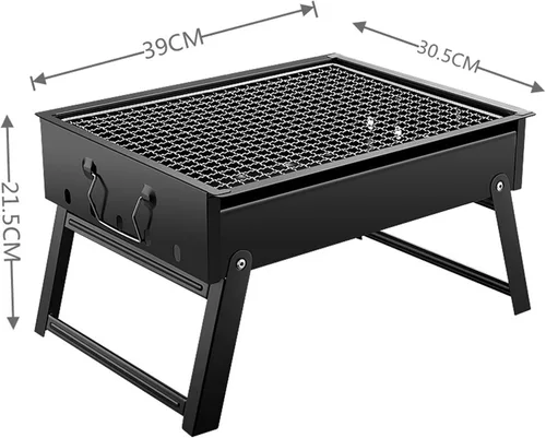 Vista 7 de Parrilla de barbacoa portátil, plegable, de carbón al aire libre, mesa de escritorio, acero inoxidable, ahumador, barbacoa de carbón