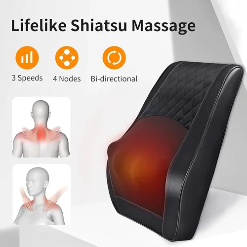 Vista 4 de Masajeador de cuello y espalda con calor, masajeadores eléctricos para cuello y espalda, almohada de masaje 3D para espalda, cuello, hombros, alivio
