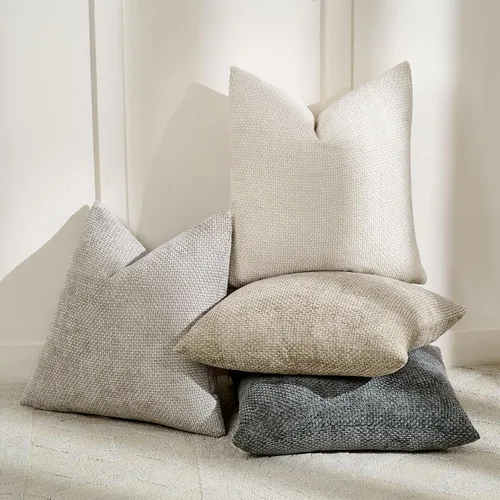 Vista 2 de Volcanics Juego de 4 fundas de almohada bohemias de 18 x 18 pulgadas, fundas de cojín decorativas de felpilla neutra para sofá, sillón, dormitorio