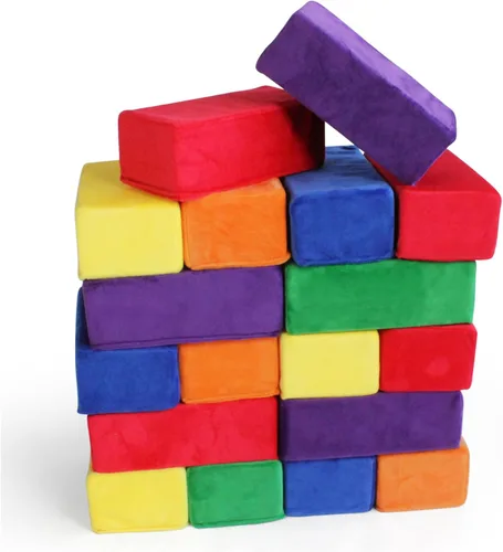 Vista 12 de El bloque de construcción original de felpa premium para niños - Bloques de espuma seguros certificados en fundas de tela lujosamente suave