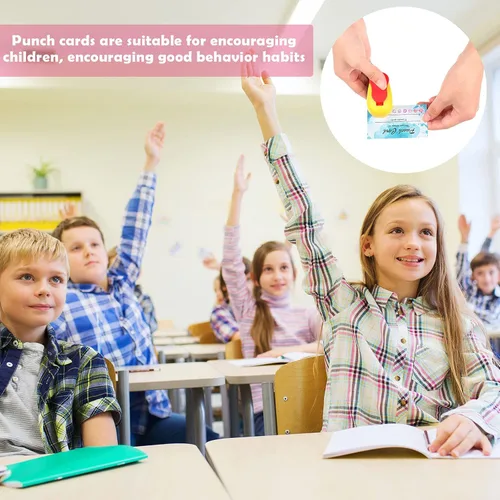 Vista 5 de 320 tarjetas perforadas, tarjeta de recompensa de lealtad de incentivo para estudiantes, tarjetas de lealtad para negocios, aula, comportamiento