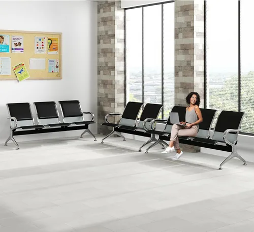 Vista 16 de Kinfant Juego de sillas de sala de espera, silla de oficina de piel sintética de 2 asientos, muebles de banco para recepción de invitados, sala