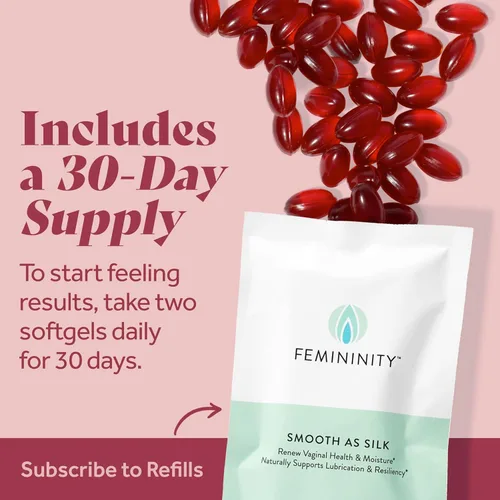 Vista 6 de Femininity Recambio suave como seda de 30 días para sequedad vaginal (60 cápsulas blandas) – Aceite de espino amarillo con 365 mg de Omega 7 + Omega