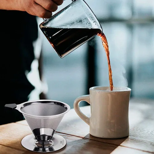 Vista 2 de Molinillo de café de regalo para papá, molinillo de café 4 en 1, molinillo eléctrico, termómetro digital con filtro y recipiente, para campamento