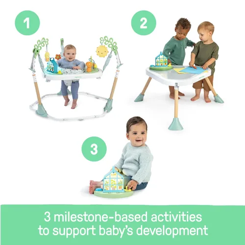 Vista 3 de Ingenuity Saltador 3 en 1 para bebé y centro de actividades con luces y sonidos, se convierte en mesa de juego para niños pequeños, 4 alturas