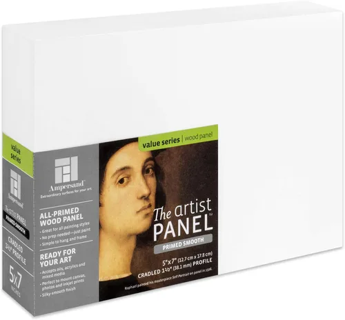 Vista 31 de Panel de pintura de artista de madera con gesso de Ampersand Art Supply: Liso con imprimación, 4" x 4", perfil acunado de 1-1/2