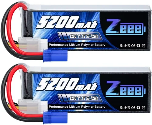 Zeee 3S LiPo Batería 5200mAh 11.1V 120C con conector EC5 Soft Pack Batería RC para RC Plane Quadcopter Avión Helicóptero RC Coche Camión RC Barco (2