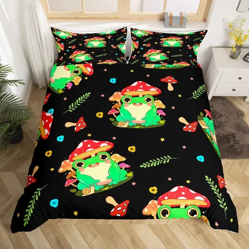 Vista 21 de Feelyou Juego de ropa de cama de casstle con purpurina para niños, tamaño individual, funda de edredón de cuento de hadas para niños y niñas, funda