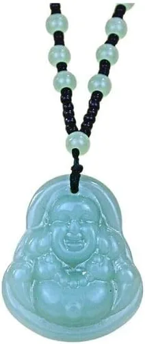 tenghong2021 Collar de cadena de cuentas de Buda, piedra de obsidiana, negro y blanco, imitación de jade budismo, joyería prorección para mujeres y
