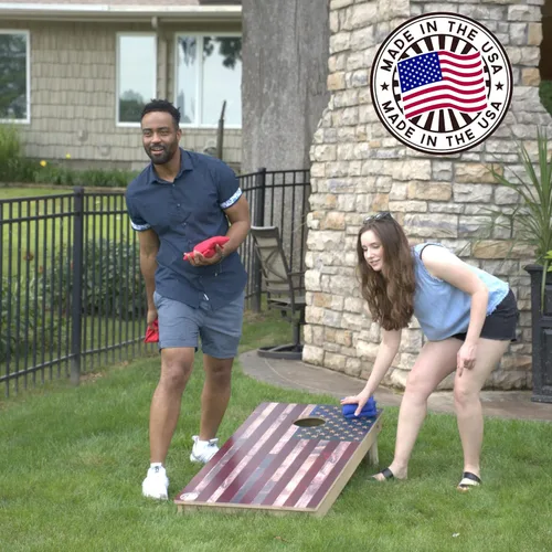 Vista 5 de Slick Woody's Tablas de Cornhole de Grado Profesional - Juego de Lanzamiento de Agujero de Maíz de Madera Maciza de 4' x 2' Reglamentario con Veta