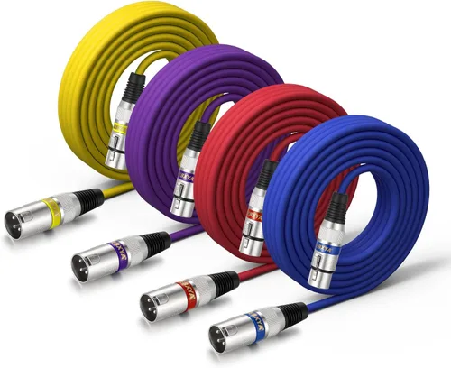 Vista 23 de EBXYA Cable XLR de 2 pies, paquete de 10 unidades, 3 pines, cable de micrófono XLR equilibrado macho a hembra, adecuado para mezclador de audio