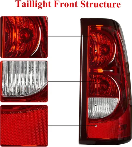 Vista 4 de WonVon Luces traseras LED compatibles con Chevy Silverado 1500 2007-2013 2007-2014 Silverado 2500 HD/3500 HD, lámpara de luz trasera de tubo LED