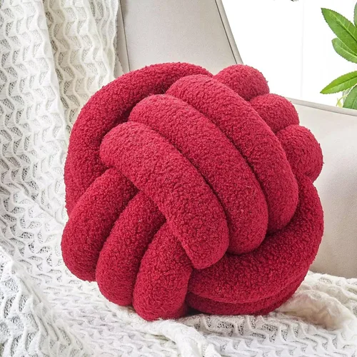 Vista 9 de Uvvyui Bola de almohada de nudo, almohadas decorativas suaves para el hogar, almohada decorativa redonda, almohada de felpa anudada hecha a mano