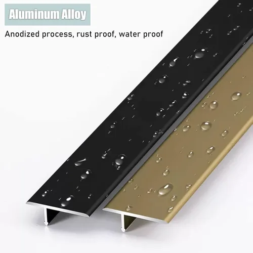 Vista 4 de Tira de transición de piso de umbral de metal modelo T, tira de cobertura espaciadora de costuras para suelos