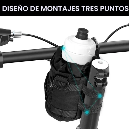 Vista 2 de WUVOP Soporte para Tazas de Bicicleta, Soporte para Botella de Agua de Manillar para Bicicletas con Bolsillos de Malla, Jaula Universal para Botella