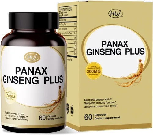 HUJ Panax Ginseng Plus - Suplemento de ginsenósido - Contiene Panax Ginseng, Panax Notoginseng y ginseng americano - Apoya los niveles de energía,