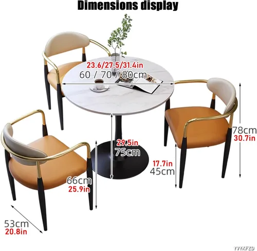 Vista 2 de YVYKFZD Juego de mesa de comedor de cocina de 5 piezas, juego de mesa y silla de oficina, sala de recepción, mesa de centro redonda