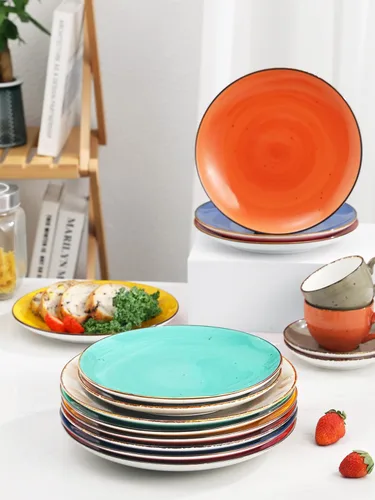 Vista 6 de Yedio Platos llanos, platos de porcelana de 10.4 pulgadas para ensalada, postre, aperitivo, pasta, platos redondos de cocina, microondas, horno