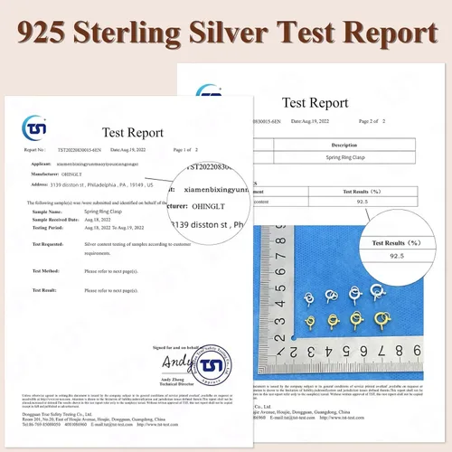 Vista 4 de Anillo de resorte de plata de ley 925 chapada en oro de 14 quilates con anillos de salto cerrados, cierre de langosta redondo para pulseras