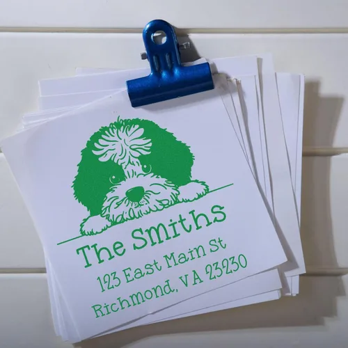 Vista 317 de Sello de alta calidad para cachorros Airedale Terrier – Sello de dirección personalizado – Ideal para los amantes de los perros – Elección de 5