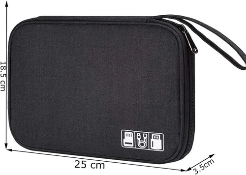 Vista 2 de Bolsa organizadora de cables de viaje, accesorios electrónicos, bolsa organizadora de cables portátil para cable, cargador, teléfono, USB, tarjeta