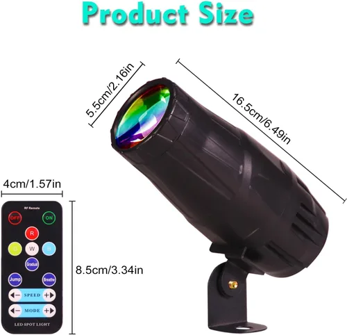Vista 5 de Paquete de 2 Luces LED Pinspot, Foco de Escenario Mini 15W RGBW Luces de Bola de Discoteca 4 en 1 Iluminación de Escenario Luz de Bola Espejo