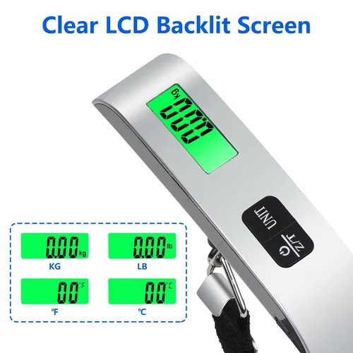 Vista 4 de VIGIND Báscula digital de equipaje, báscula electrónica portátil de equipaje de mano, báscula de maleta con sensor de temperatura y capacidad de 110