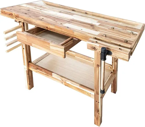 Vista 10 de Olympia Tools Banco de trabajo de madera dura de goma de 60 pulgadas con 4 cajones, capacidad de peso de 450 libras, mesa de trabajo de madera