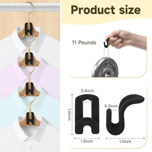 Vista 6 de Ganchos para colgar ropa, 60 piezas de ganchos de terciopelo resistentes con gancho en cascada, mini perchas en cascada para ropa, armario (negro)