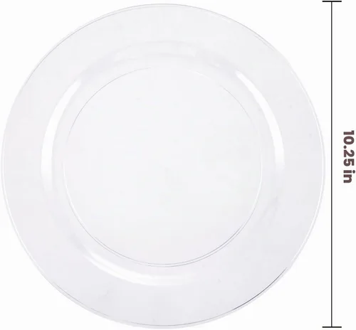 Vista 2 de bUCLA 30 platos de plástico transparente desechables, platos de plástico transparente resistentes de 10.25 pulgadas para fiestas y bodas