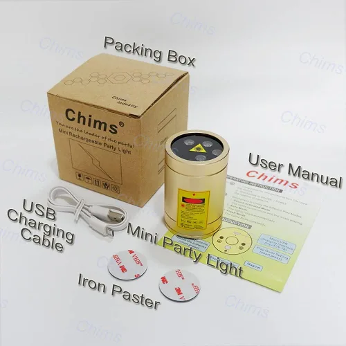 Vista 2 de Chims Mini proyector de espectáculos de luces RGB de 32 patrones, proyector de iluminación portátil para Navidad, fiesta de Acción de Gracias