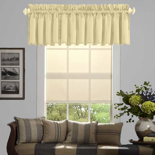 Cenefa Beige Oscurecedora para Ventana, Cortina Corta con Bolsillo para Barra, Cenefa Primitiva para Sala de Estar, Baño, Guardería, Cocina, Ventana