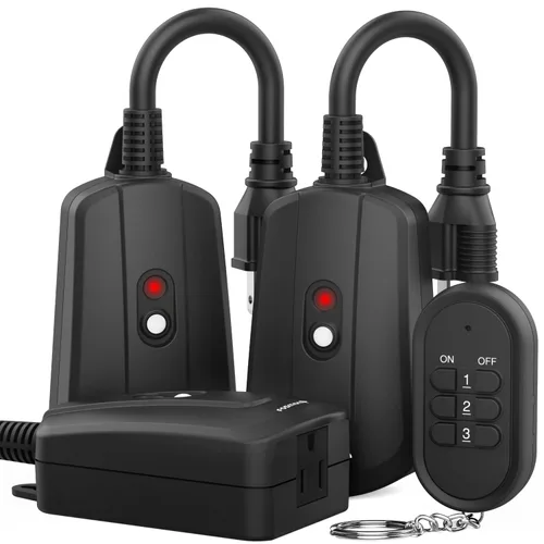 Vista 11 de Fosmon WavePoint - Interruptor de salida eléctrica inalámbrica con control remoto para exteriores, resistente a la intemperie, con enchufe de 3
