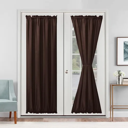Vista 55 de Hiasan Cortinas francesas para puerta de privacidad, cortina frontal semitransparente con bolsillo para barra para ventana de puerta, 1 panel