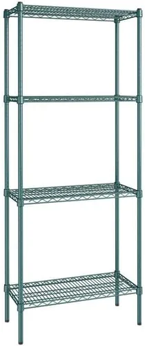 Vista 178 de Kit de 4 estantes de epoxi verde NSF de 21 x 72 pulgadas con postes de 86 pulgadas, estantería de almacenamiento resistente, kit de estantería
